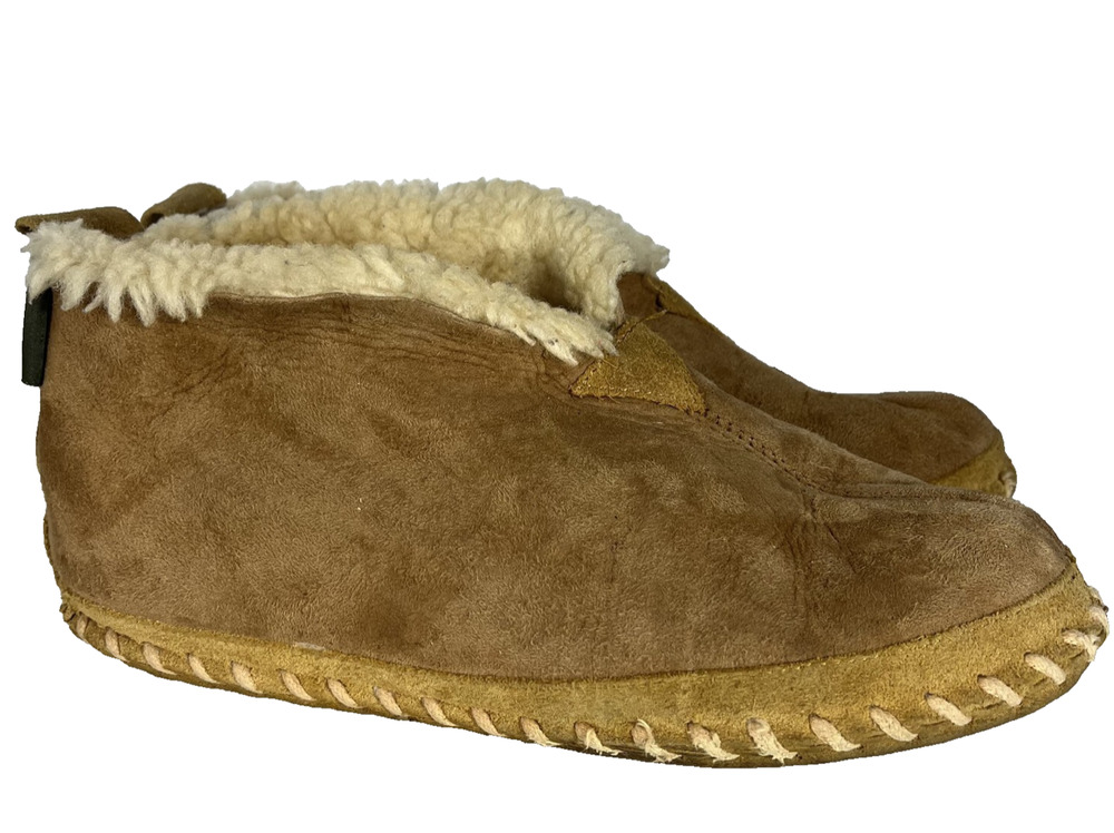 LL Bean Slipper Boots Shoes Women 8M Brown Suede Shearling Wicked Good